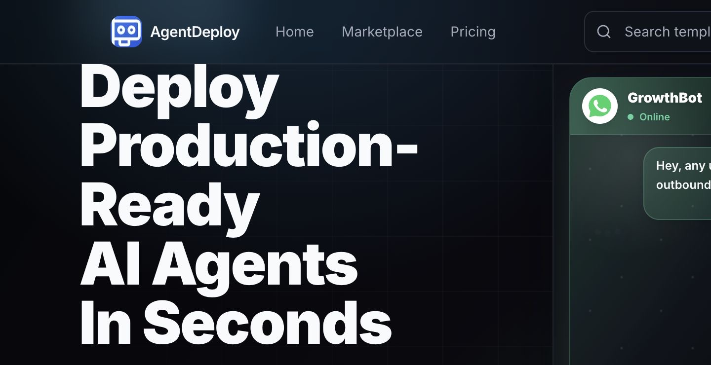 AgentDeploy marketplace landing page